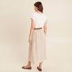 Robe longue évasée bi-matière ecru femme