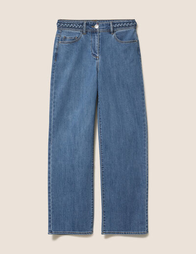 Jean large 7/8ème taille haute denim stone femme