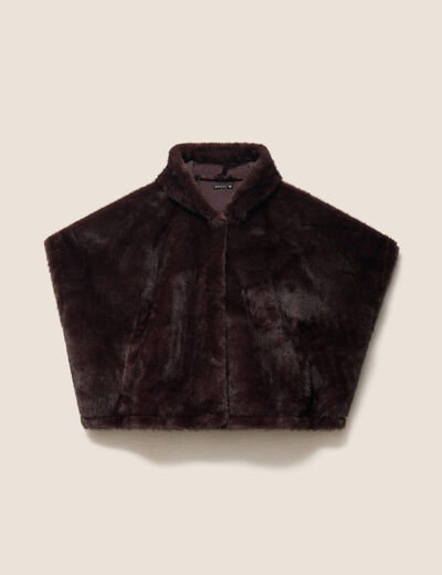 Poncho marron fonc&eacute; femme