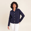 Veste r&eacute;versible en maille bleu femme