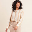 Pull col rond manches longues marron femme
