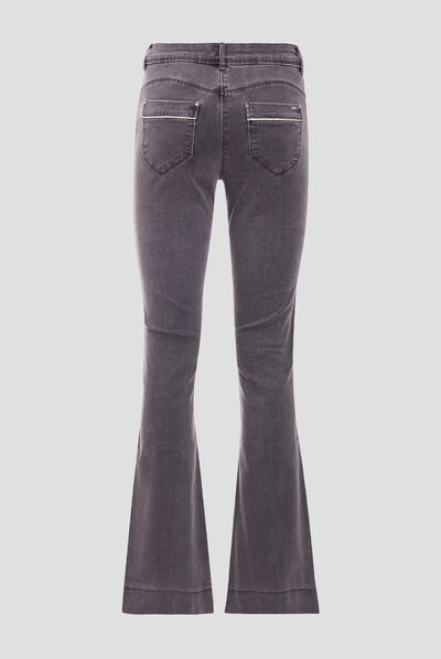 Pantalon bootcut denim gris femme