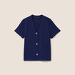 T-shirt col v manches courtes bleu marine femme