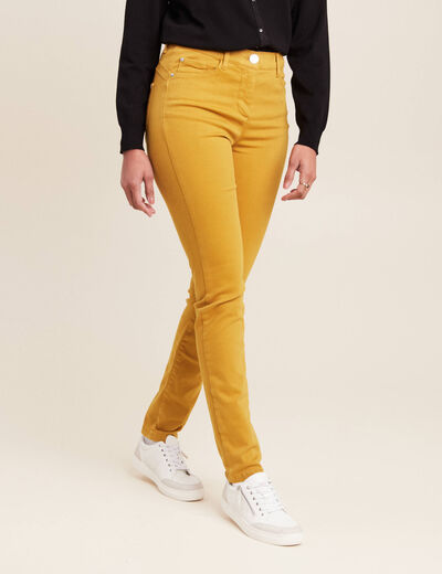 Jean magique L'Unique coupe ajust&eacute;e jaune femme