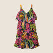 Robe droite à volants multicolore femme