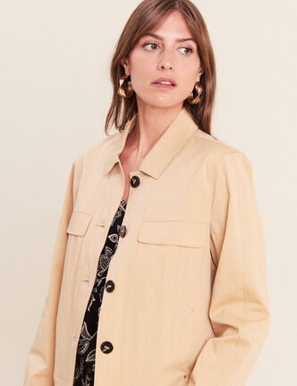 Veste doubl&eacute;e beige femme