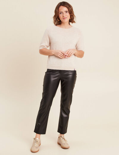 Pull manches courtes beige femme