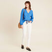Jean ajust&eacute; taille bascul&eacute;e ecru femme