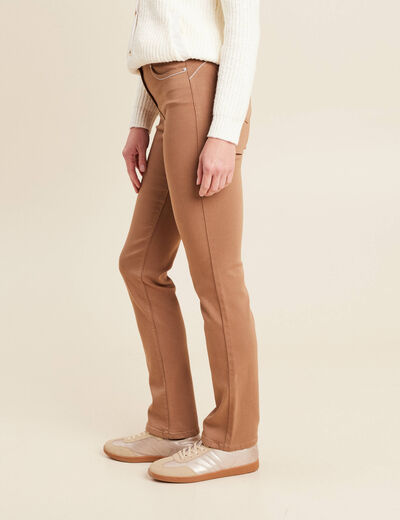 Pantalon droit taille haute taupe femme