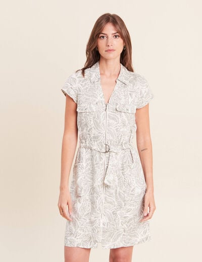 Robe droite zipp&eacute;e gris femme