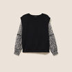 T-shirt col rond manches longues noir femme