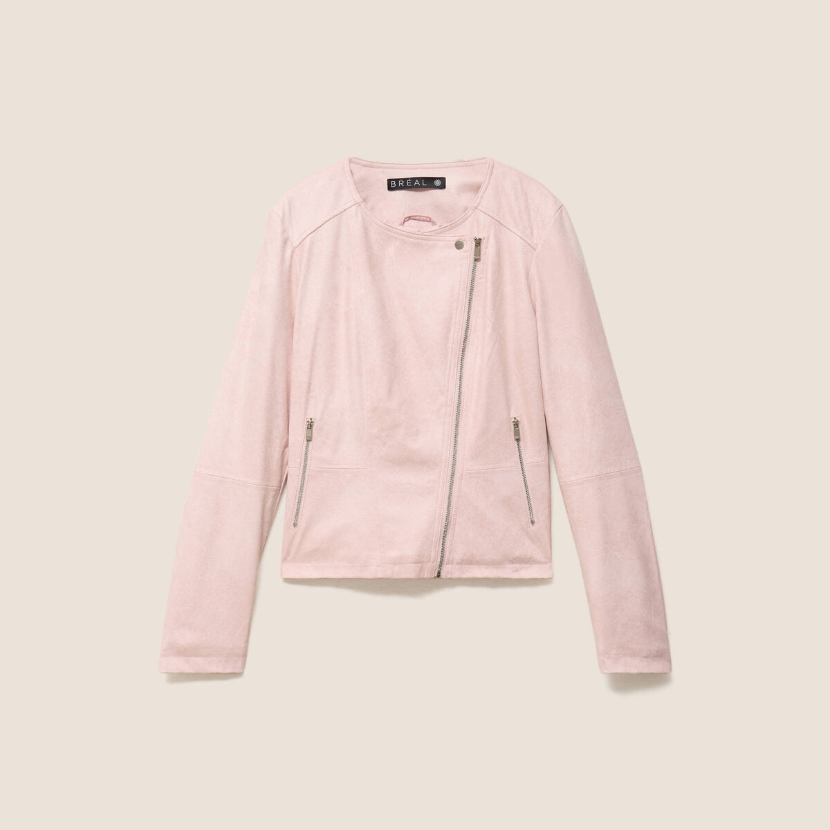 Veste droite zipp&eacute;e vieux rose femme