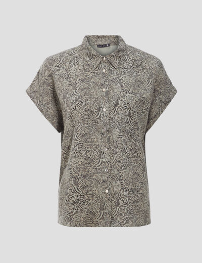 Chemise manches courtes vert kaki femme