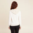 Gilet &agrave; capuche zipp&eacute; ecru femme