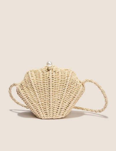 Sac bandouli&egrave;re doubl&eacute; ecru femme