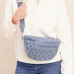 Sac banane en bandouli&egrave;re doubl&eacute; denim double stone femme