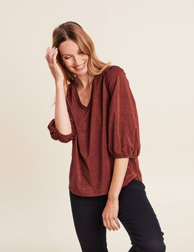 Blouse manches 3/4 couleur cuivre femme