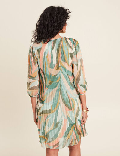 Robe évasée plissée multicolore femme
