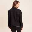 Veste droite courte manches longues denim noir femme