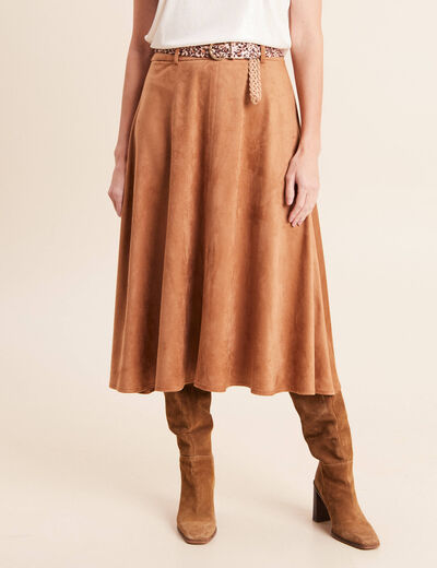 Jupe avec ceinture amovible marron clair femme