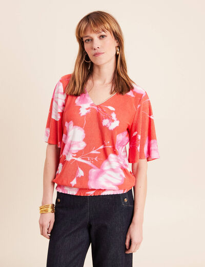 Blouse manches courtes rouge femme
