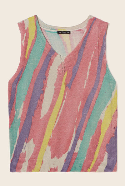 Pull sans manches multicolore femme