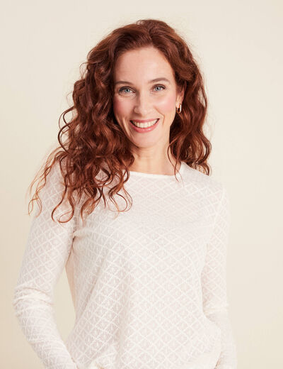 T-shirt manches longues ecru femme