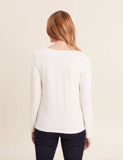 T-shirt thermo-douceur manches longues ecru femme