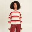 Pull col rond orange femme