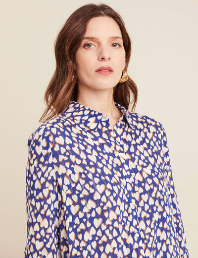 Chemise manches longues bleu femme