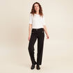 Pantalon droit taille haute noir femme