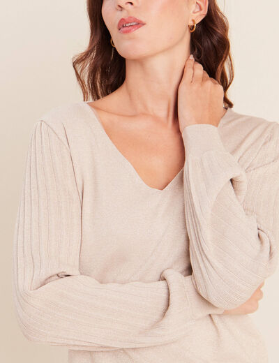 Pull manches longues couleur or femme