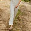 Pantalon maille large ecru femme