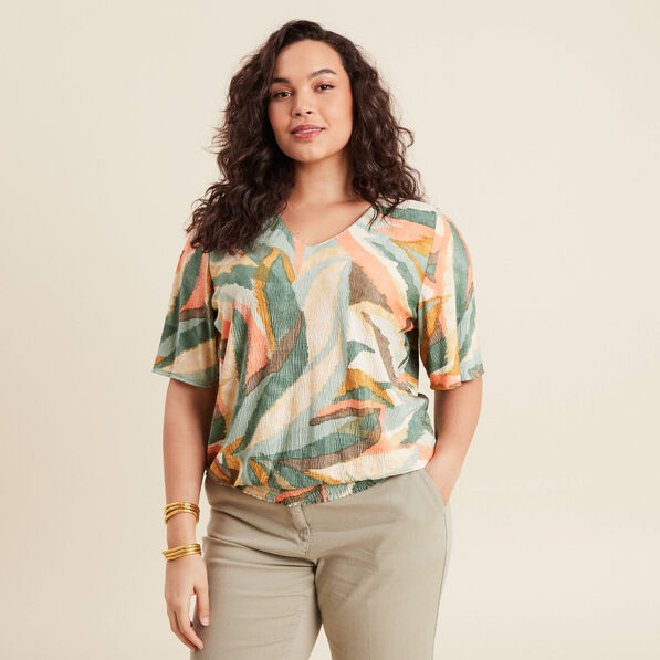 Blouse manches courtes multicolore femme