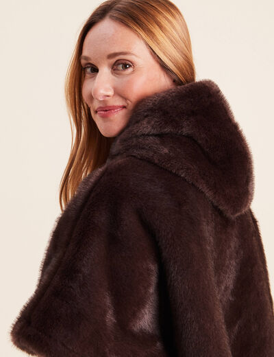 Poncho marron fonc&eacute; femme