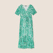 Robe longue évasée fluide vert femme