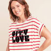 T-shirt droit col rond manches courtes rouge femme