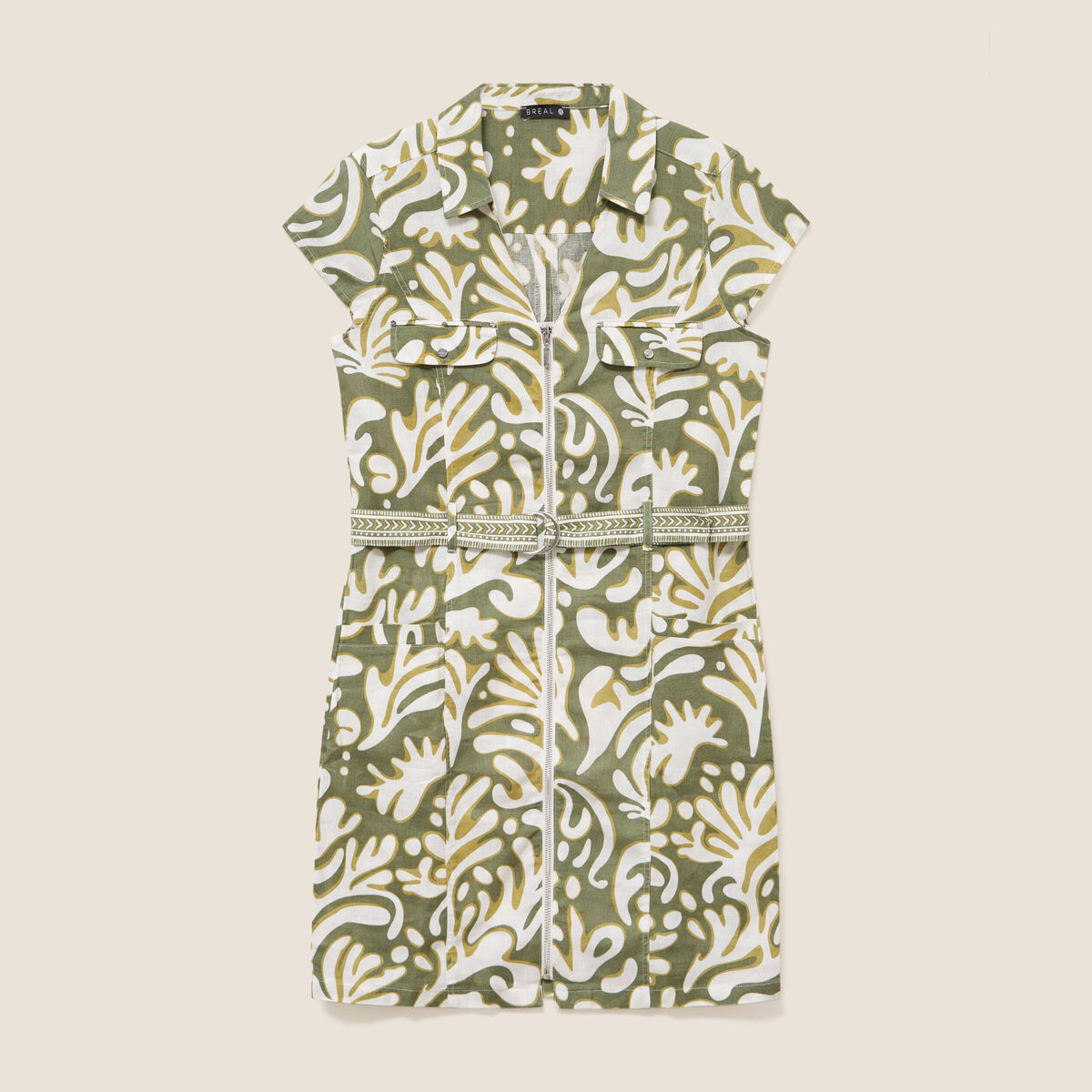 Robe droite zipp&eacute;e vert femme