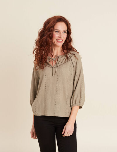 Blouse manches 3/4 vert clair femme
