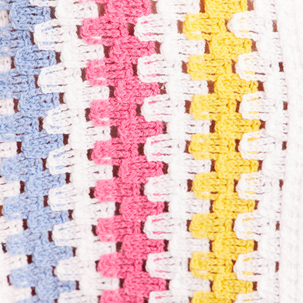 Polo manches courtes aspect macram&eacute; multicolore femme