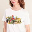 T-shirt col rond manches courtes ecru femme
