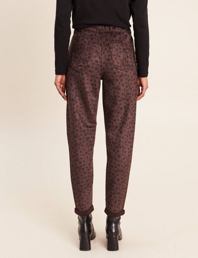 Pantalon coupe mom 7/8&egrave;me marron fonc&eacute; femme