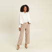 Pantalon loose en velours beige femme