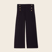 Pantalon coupe large &agrave; pont noir femme