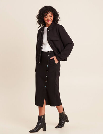 Veste bas resserr&eacute; manches longues noir femme