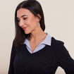 T-shirt manches 3/4 bleu marine femme