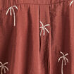 Chemise fluide brod&eacute;e manches longues marron femme