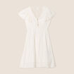 Robe droite fluide smockée ecru femme