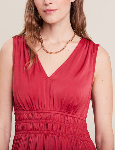 Robe longue empire satin bordeaux femme