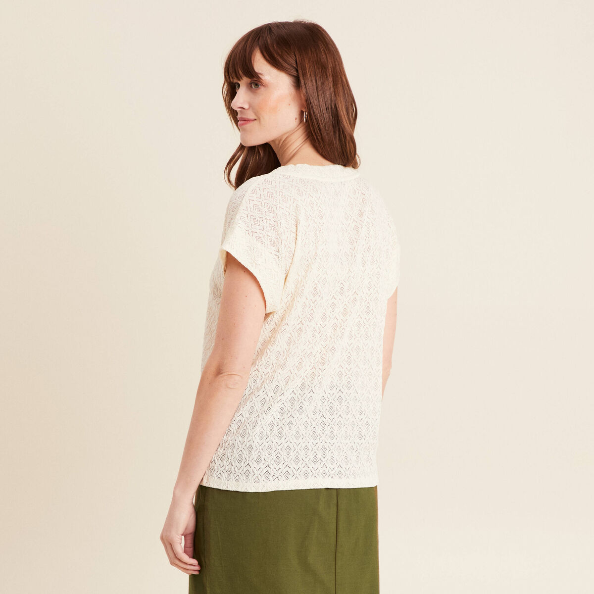 T-shirt manches courtes ecru femme